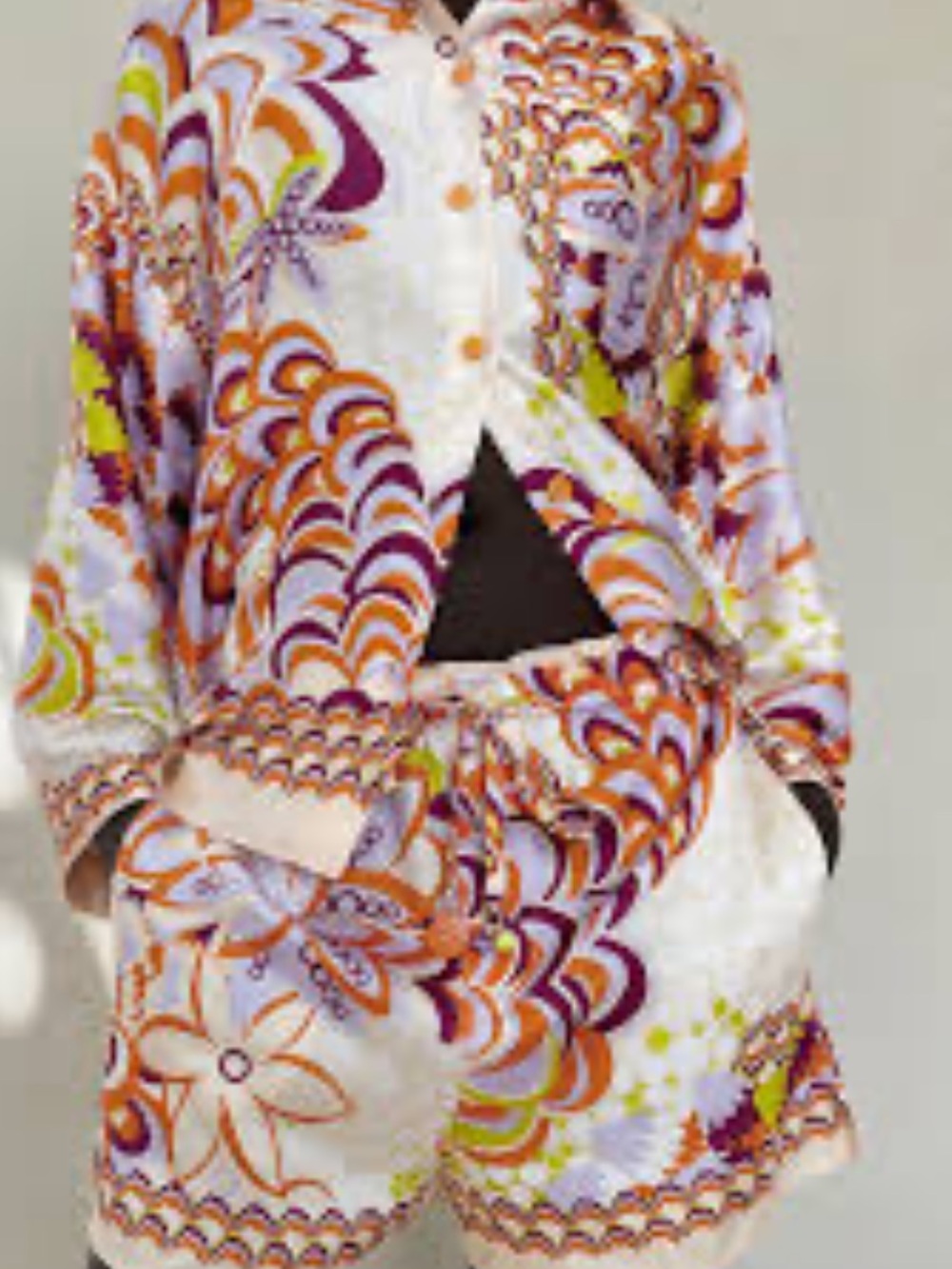 Zara Orange & Lavender Retro top and shorts set Small lounge wear orange
